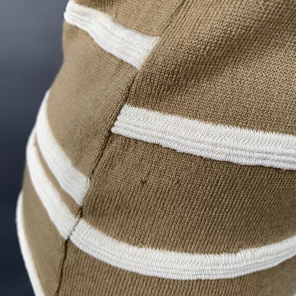 Size S Beige White Merino Wool Blend Textured Stripe Sleeveless Casual Top - Picture 5 of 10